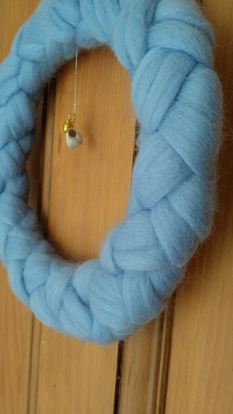 Load image into Gallery viewer, Blue Shetland Grommet Knot Wreath by Fankled Up
