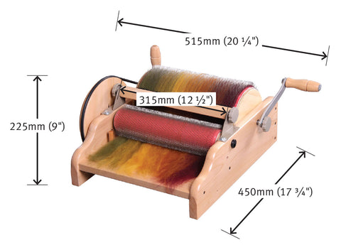 Ashford Drum Carder - Wide - Fine - 72 Point - dimensions