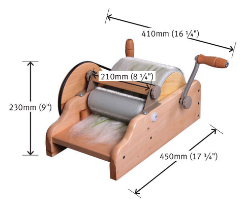 Ashford Drum Carder - Superfine - 120 point - dimensions