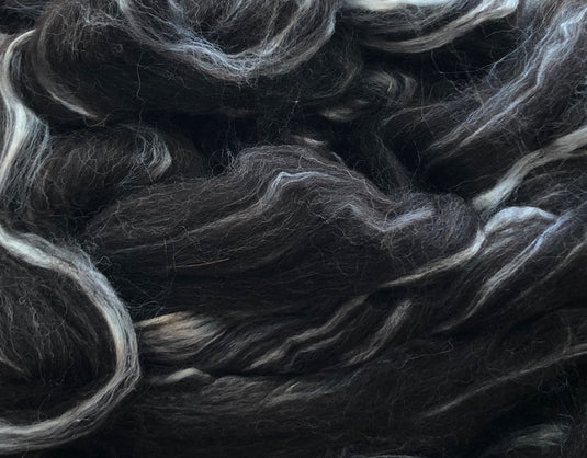 Shetland Wool/Extra Bleached Tussah Silk Top - Black