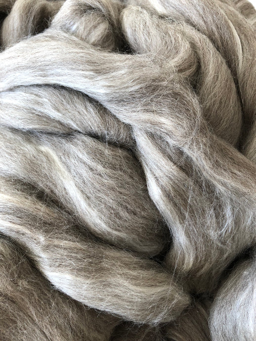Shetland Wool/Extra Bleached Tussah Silk Top - Grey