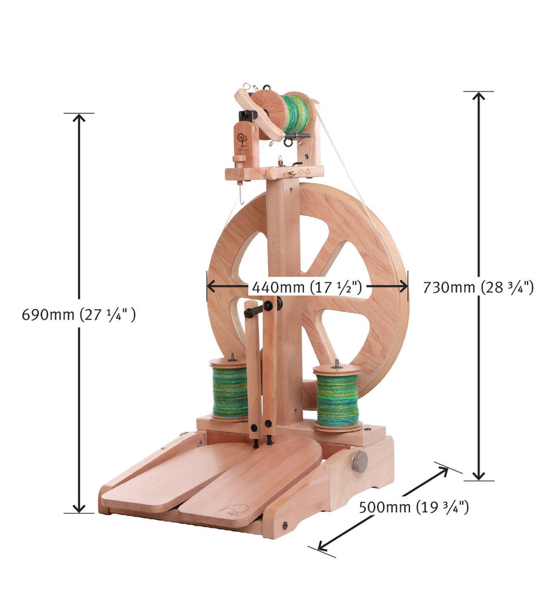 Load image into Gallery viewer, Ashford Kiwi 3 Spinning Wheel - dimensions
