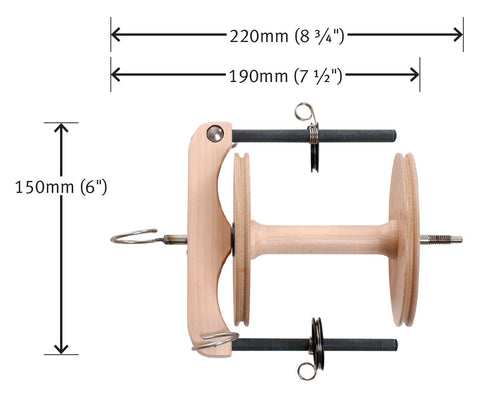 Ashford Joy Sliding Hook Flyer and Bobbin - dimensions