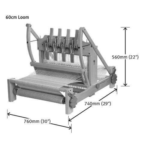 Dimensions for Ashford 8 Shaft Table Loom 24"/60cm