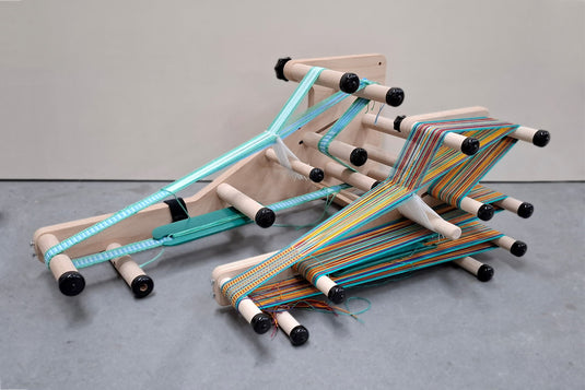 Lojan Inkeltje Inkle Loom beside the Lojan 3-in-1 Inkle Loom
