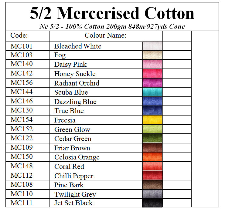 Load image into Gallery viewer, Ashford 5/2 Mercerised Cotton Colour Chart

