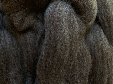 Blue Faced Leicester Wool/Bleached Tussah Silk Top 100g - Brown