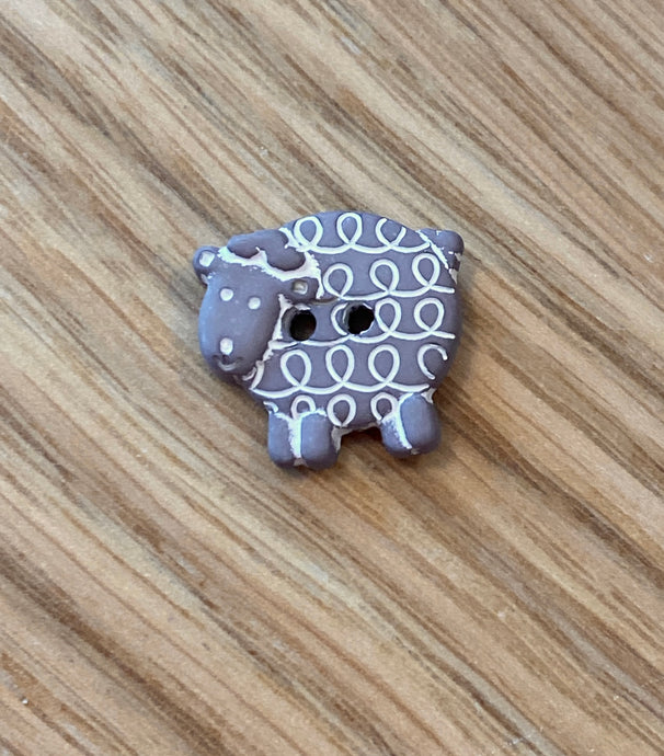 Grey Sheep with Pale Markings Button by Textile Garden