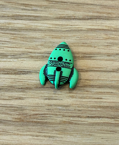 Green Colour Rockets – Polyester Button by Textile Garden