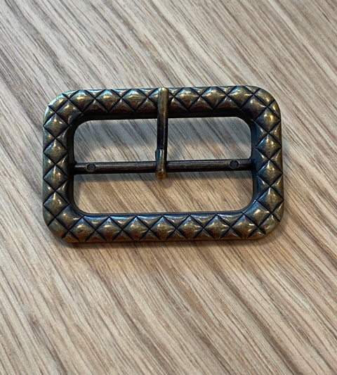 Bronze Colour Metal Buckle with Crisscross Pattern by Textile Garden