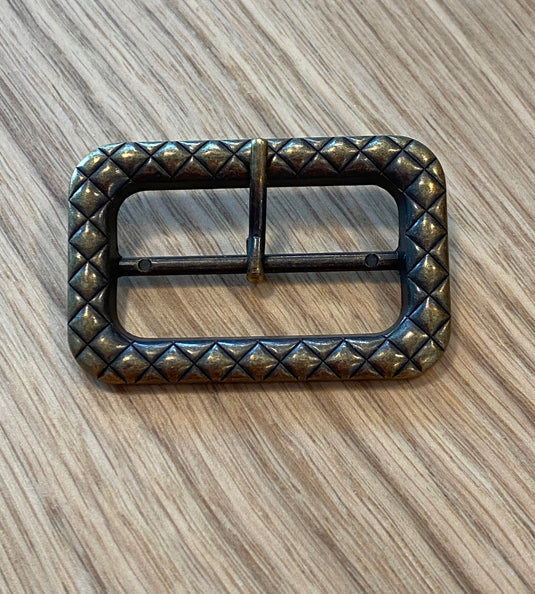 Bronze Colour Metal Buckle with Crisscross Pattern by Textile Garden