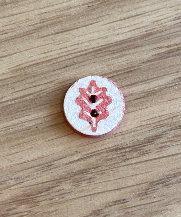 Coco Shell Pale with Coral Leaf and Coral Back Button by Textile Garden