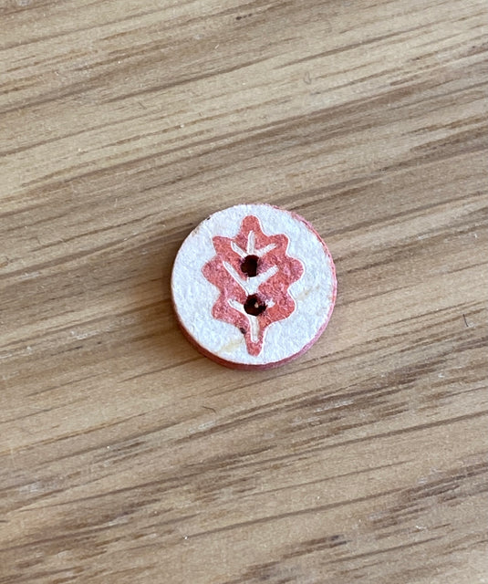 Coco Shell Pale with Coral Leaf and Coral Back Button by Textile Garden