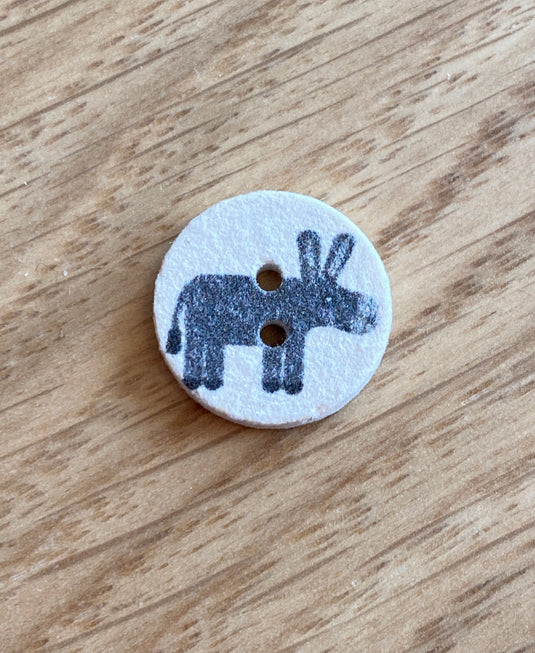 Pale Coconut Shell Button with Grey Donkey by Textile Garden
