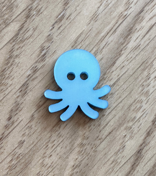 Blue Octopus Polyester Button by Textile Garden