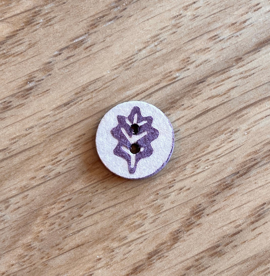 Coco Shell Pale with Amethyst Leaf and Amethyst Back Button by Textile Garden