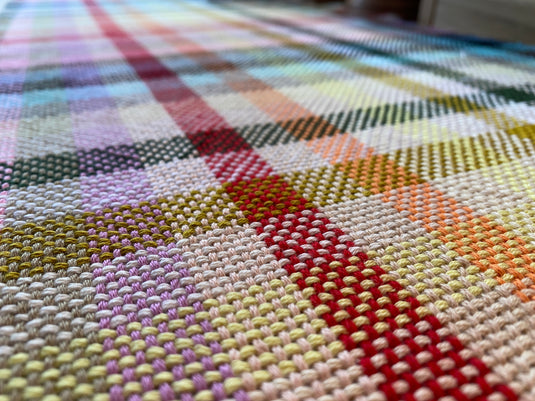 Handwoven Table Runner using all 20 colours 