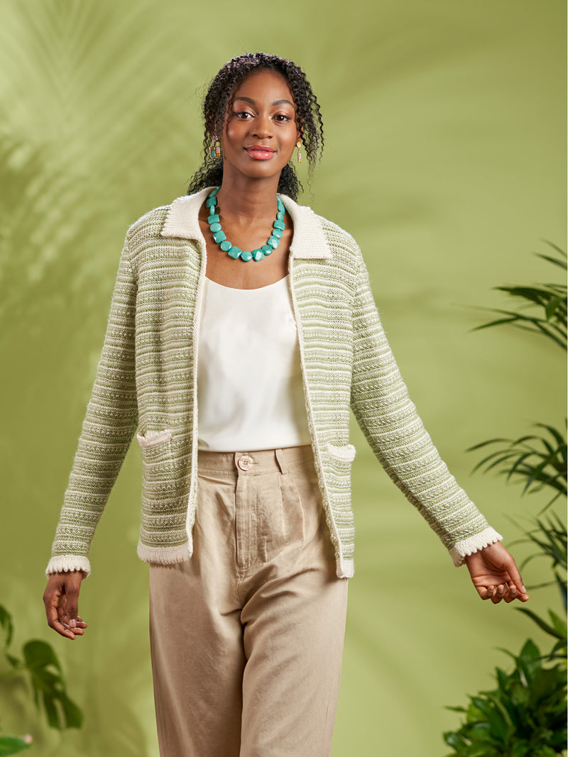 Load image into Gallery viewer, Piper Blurred Stripes Picot Cardigan
