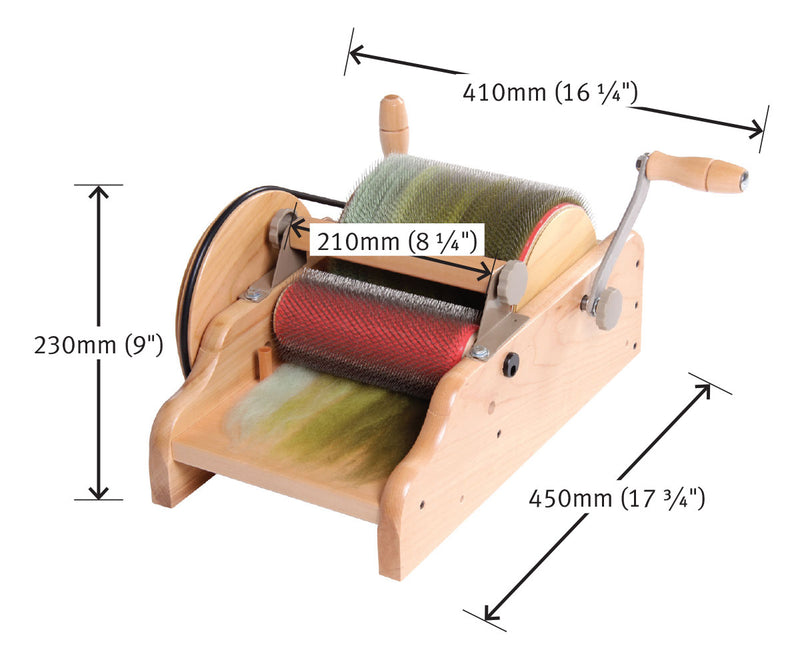 Load image into Gallery viewer, Ashford Drum Carder - Fine - 72 point - dimensions
