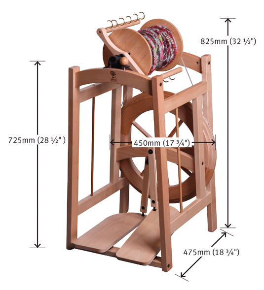 Ashford Country Spinner 2 Spinning Wheel - dimensions