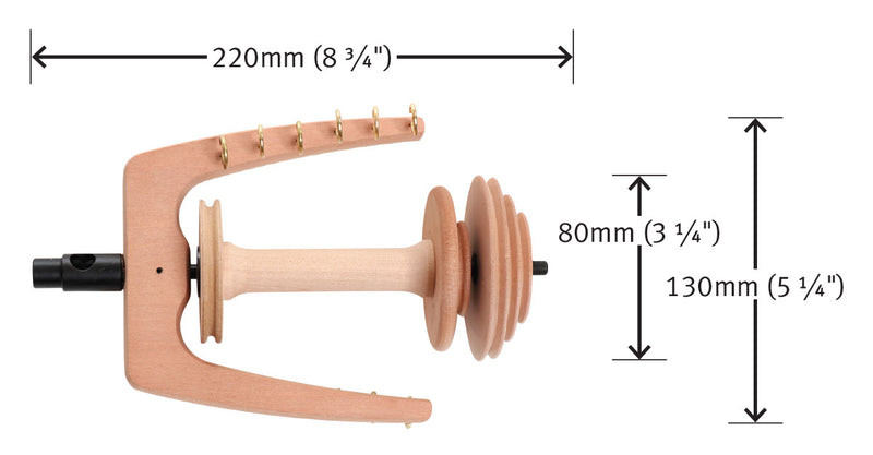 Load image into Gallery viewer, Ashford Flyer and Whorl - Double Drive - dimensions
