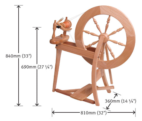 Ashford Traditional Spinning Wheel - dimensions