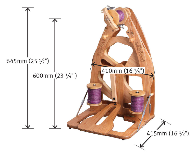 Load image into Gallery viewer, Ashford Joy 2 Spinning Wheel Single Treadle - dimensions
