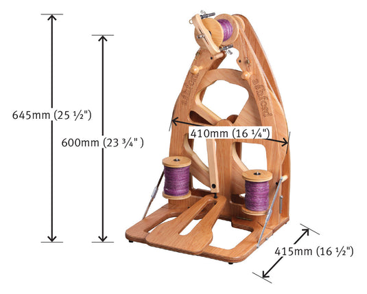 Ashford Joy 2 Spinning Wheel Single Treadle - dimensions