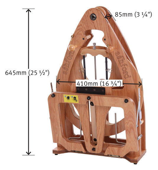 Ashford Joy 2 Spinning Wheel Single Treadle - folded dimensions