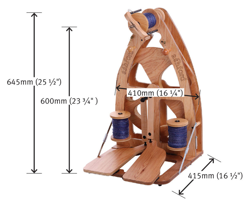 Load image into Gallery viewer, Ashford Joy 2 Spinning Wheel Double Treadle - dimensions
