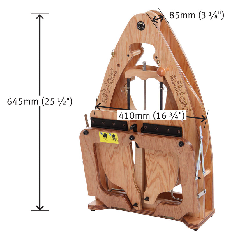 Load image into Gallery viewer, Ashford Joy 2 Spinning Wheel Double Treadle - folded dimensions
