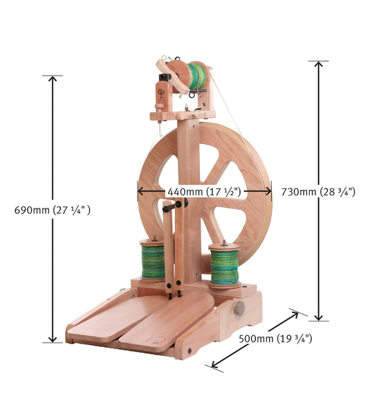 Ashford Kiwi 3 Spinning Wheel - dimensions