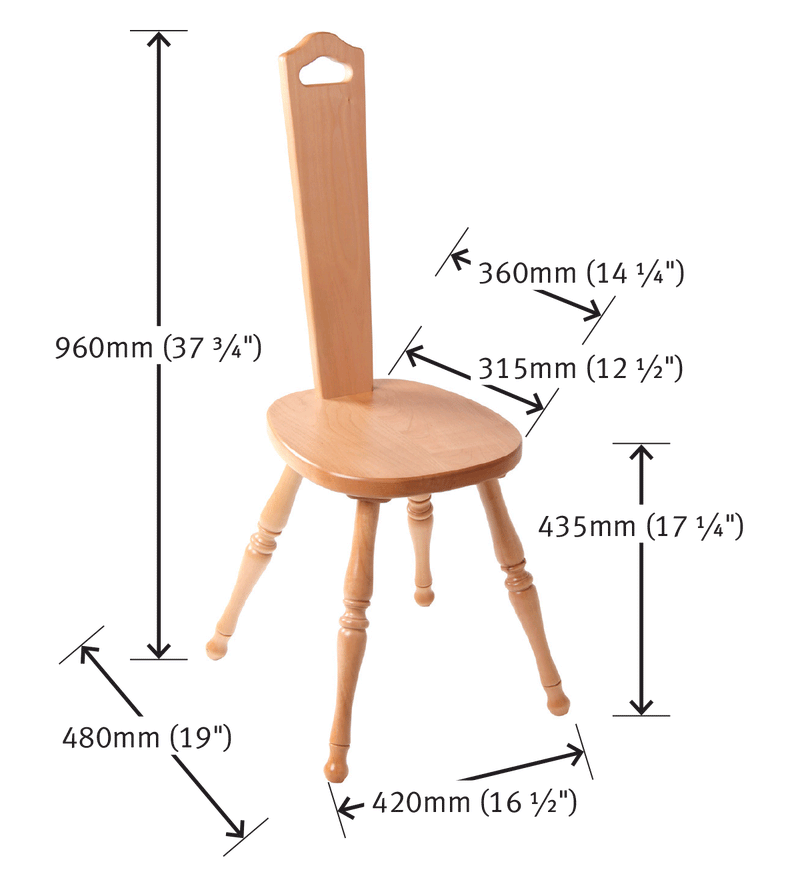 Load image into Gallery viewer, Ashford Spinning Chair - dimensions
