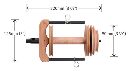 Ashford Kiwi Sliding Hook Flyer and Bobbin - dimensions