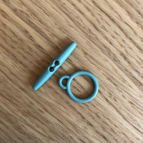 1 Slim Button 30mm & Loop 15mm diam Green/Blue Coated Metal by Textile Garden