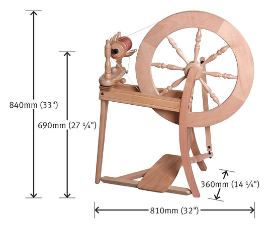 Ashford Traditional Spinning Wheel - dimensions