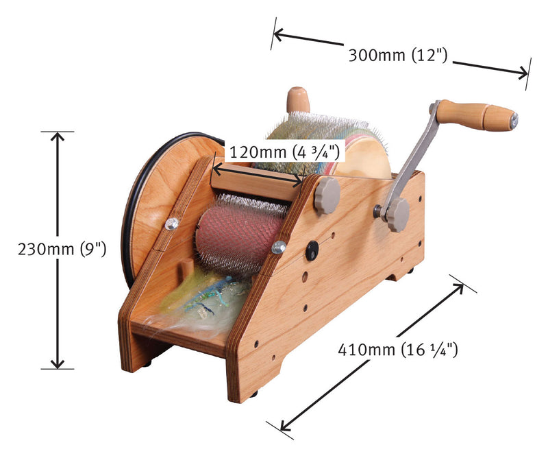 Load image into Gallery viewer, Ashford Drum Carder - Wild - Fine - 72 Point - dimensions
