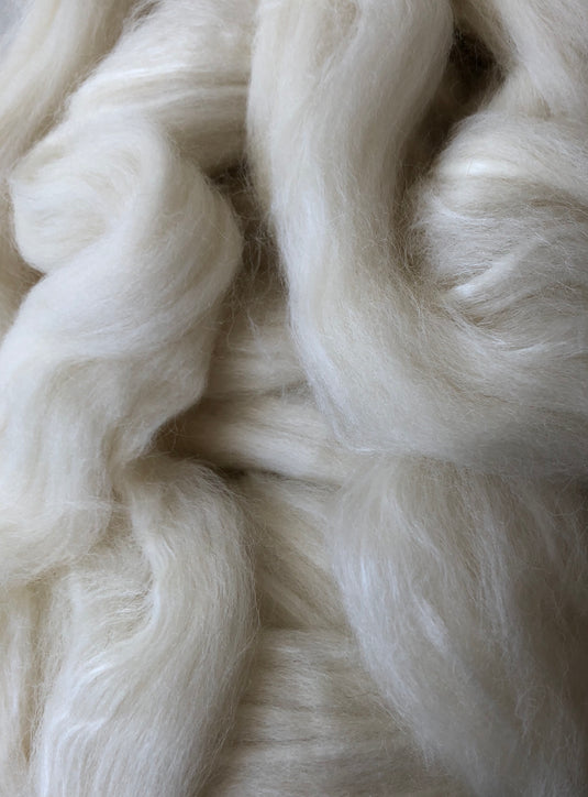 Shetland Wool/Extra Bleached Tussah Silk Top - White